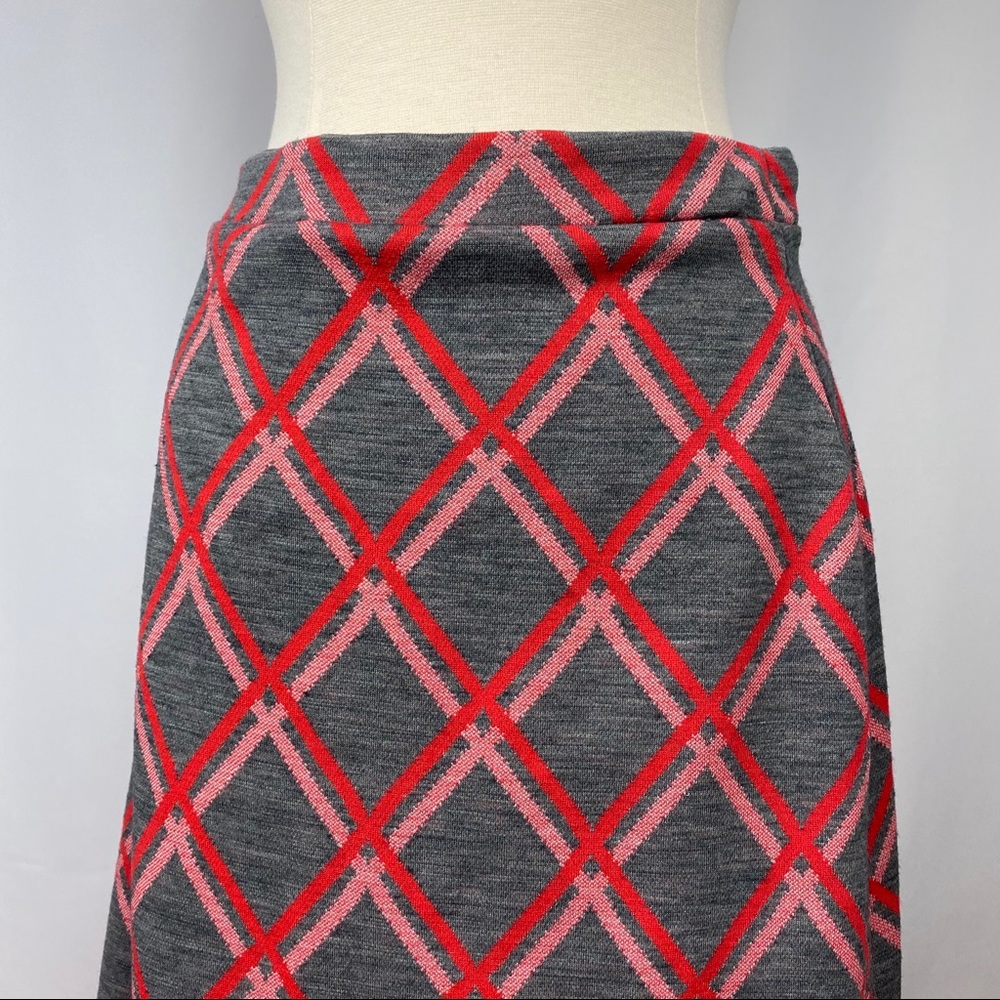 Vintage Jantzen Red/Gray Maxi Skirt, Sz 16